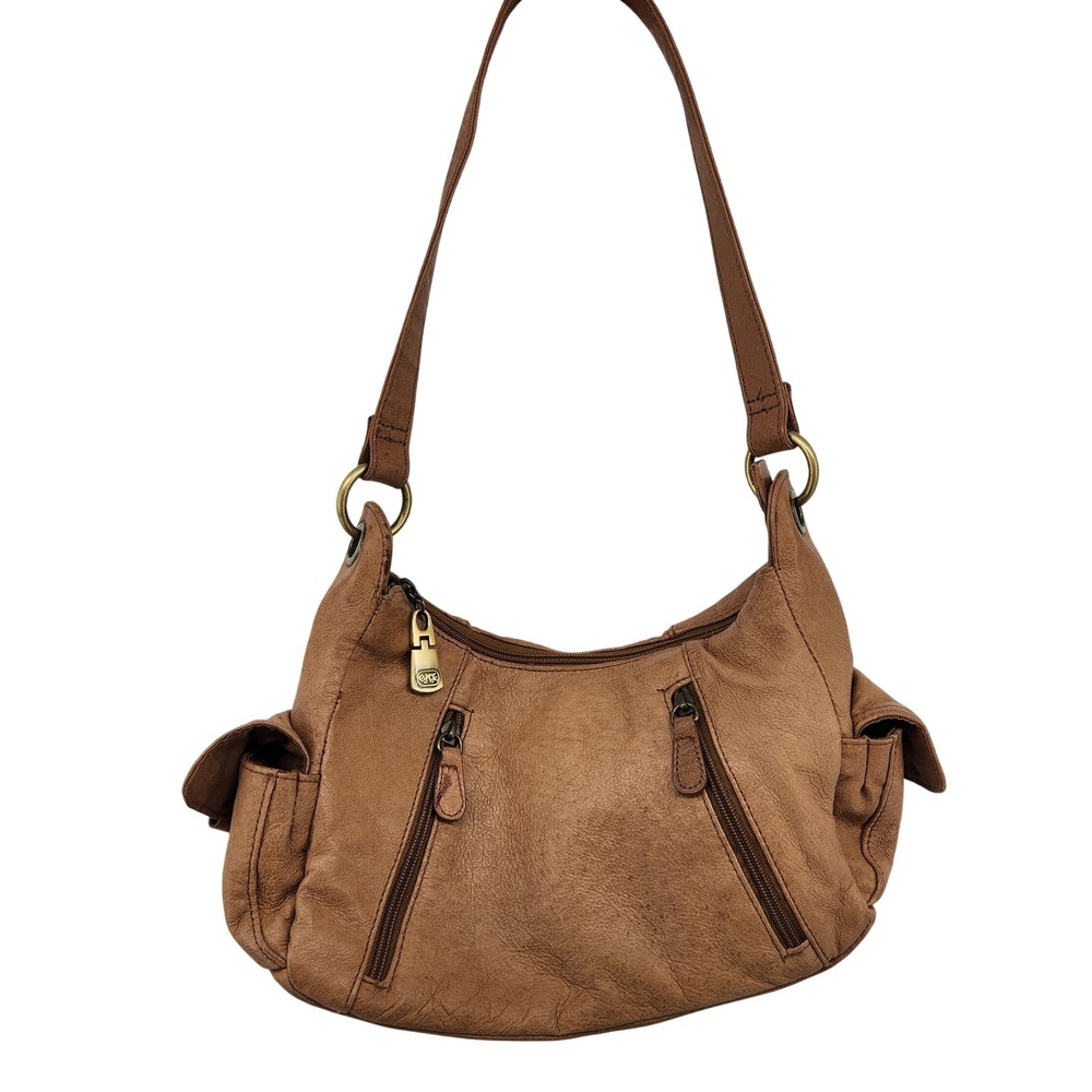 Great American Leatherworks Medium Tan Shoulder Purse Utility Boho Pocket